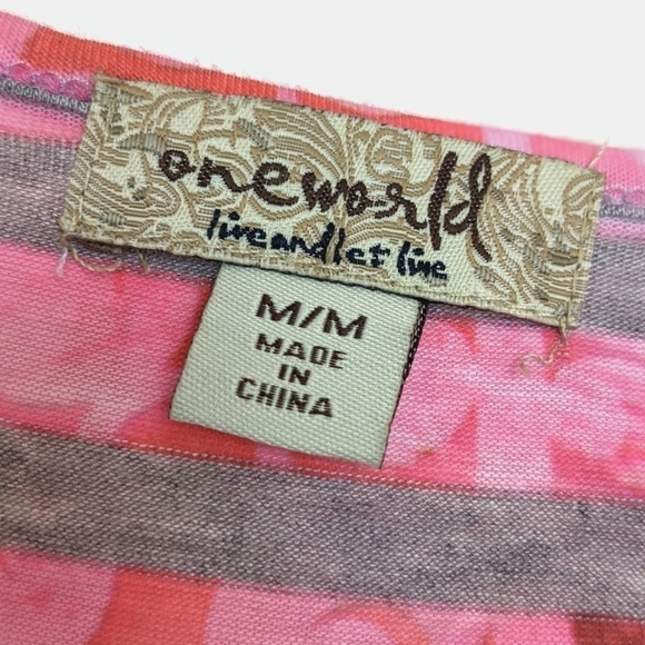 One World Pink Printed Asymmetrical Beaded Embellished Tunic Size M - Picture 3 of 4